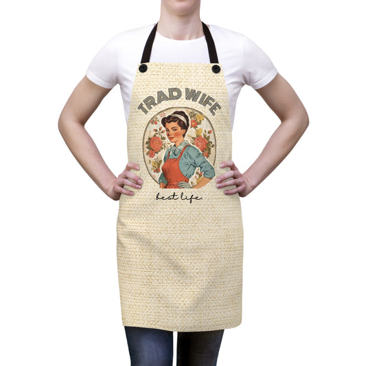 Trad Wife Apron (AOP), Cute Housewife Apron, Vintage Homemaker Kitchen Accessories, Gifts for Traditional Women, Wifely Cooking Gifts