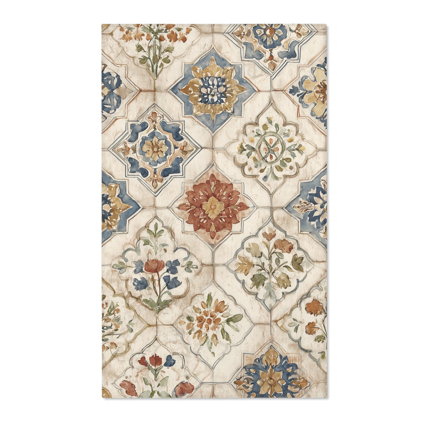 Moroccan Area Rug, Low Pile, Funky, Off White, & Unique Area Rugs, Custom Print Rug or Bathmat, 2 Sizes - 24x36 in and 48x72 in