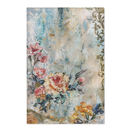 Traditional Floral Botanical Area Rug, Colorful, & Unique Area Rugs, Custom Print Rug or Bathmat, 3 Sizes - 24x36 in, 36x60 in and 48x72 in