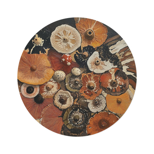 Round Mushroom Area Rug, Funky & Unique Fairycore Area Rugs, Unique 60" Round Rug, Custom Print Available