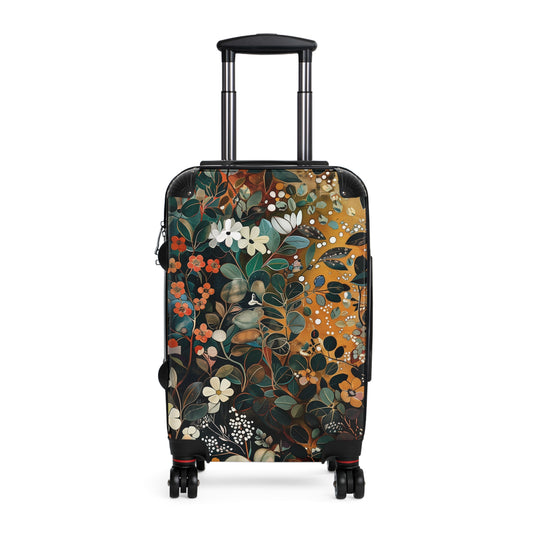 Gustav Klimt Inspired Suitcase, Bright and Colorful Floral Luggage for Airport, Rolling Weekender Travel Bag Gift for Flight Attendant