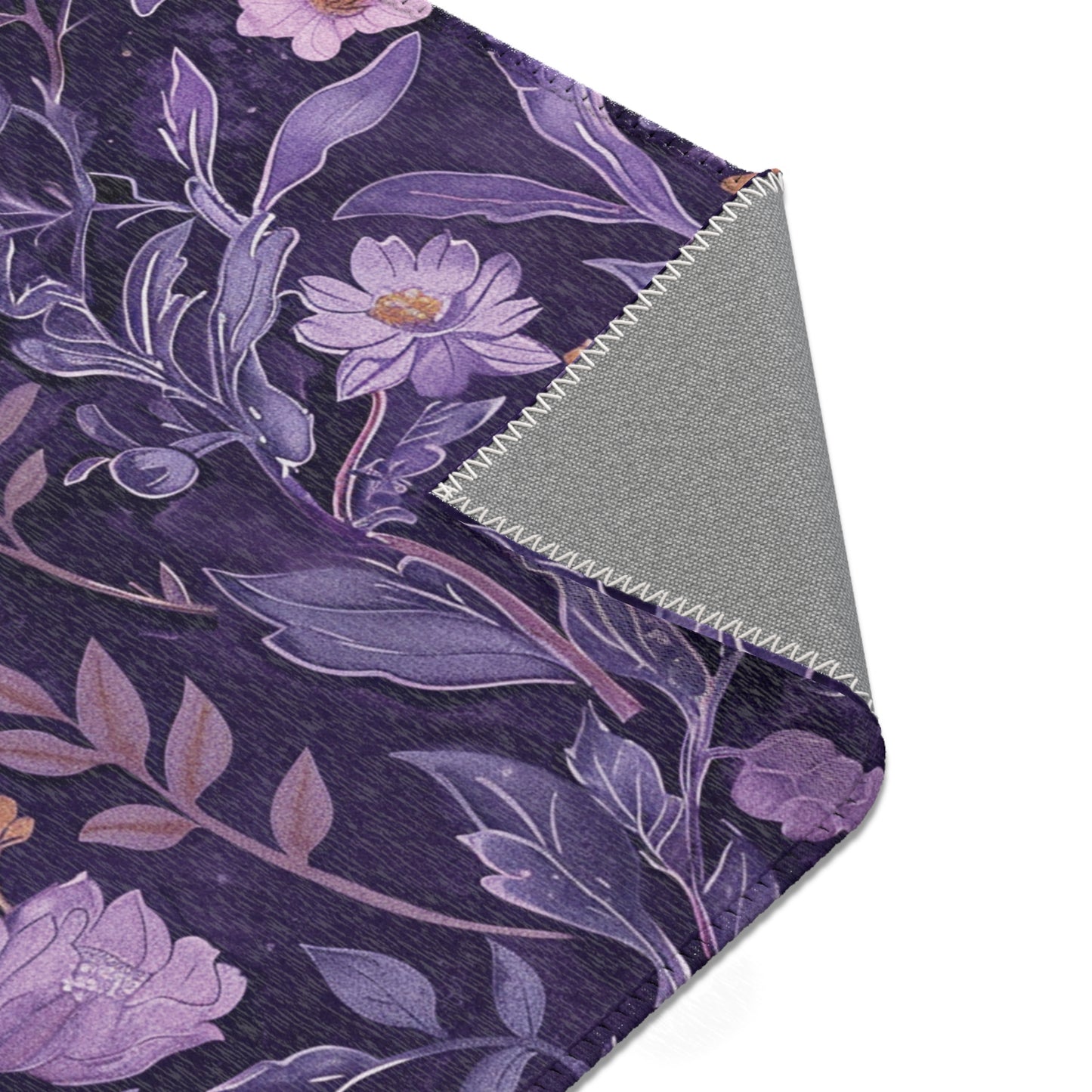 Modern Boho Floral Lavender Area Rug, Funky, Colorful, & Unique Area Rugs, Custom Print Rug Bathmat, 3 Sizes-24x36 in, 36x60 in and 48x72 in