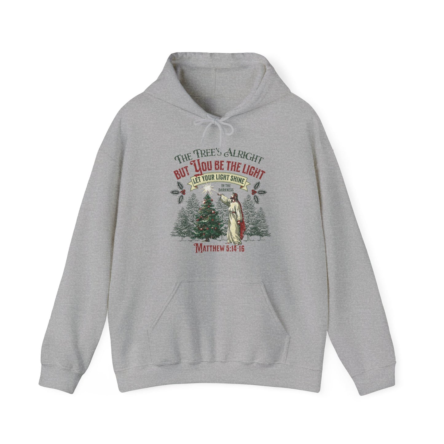 Be the Light Christmas Unisex Heavy Blend™ Hooded Sweatshirt, Christian Merch, Christian Streetwear, Ministry Shirt, Faith Based Shirt, Praise Hoodie