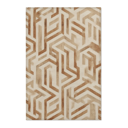 Modern Geometric Area Rug, Funky, Off White, & Unique Area Rugs, Custom Print Rug or Bathmat, 3 Sizes - 24x36 in, 36x60 in and 48x72 in