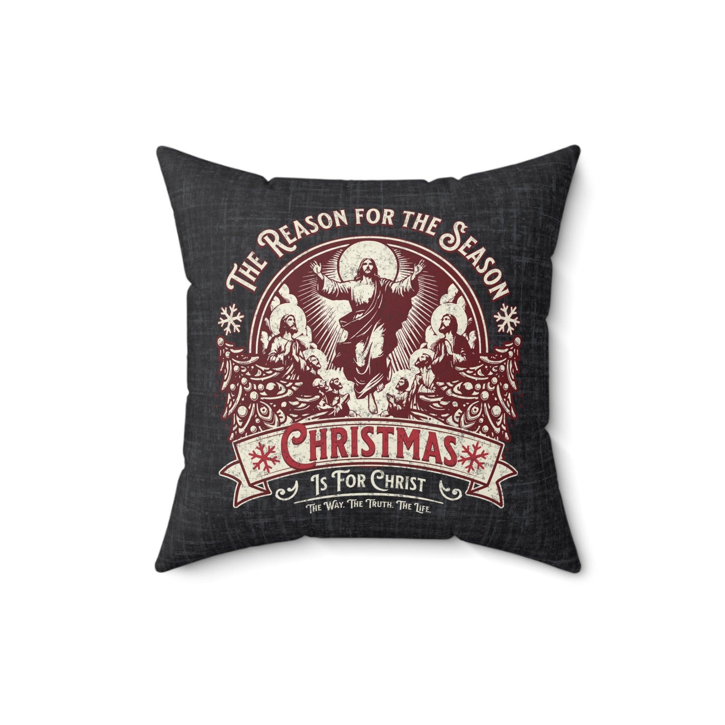 Jesus is the Reason Christmas Pillow, Spun Polyester Square, Christmas is for Christ, The Way the Truth the Life Throw Pillow, Christmas Home Décor Gifts, Secret Santa Gift