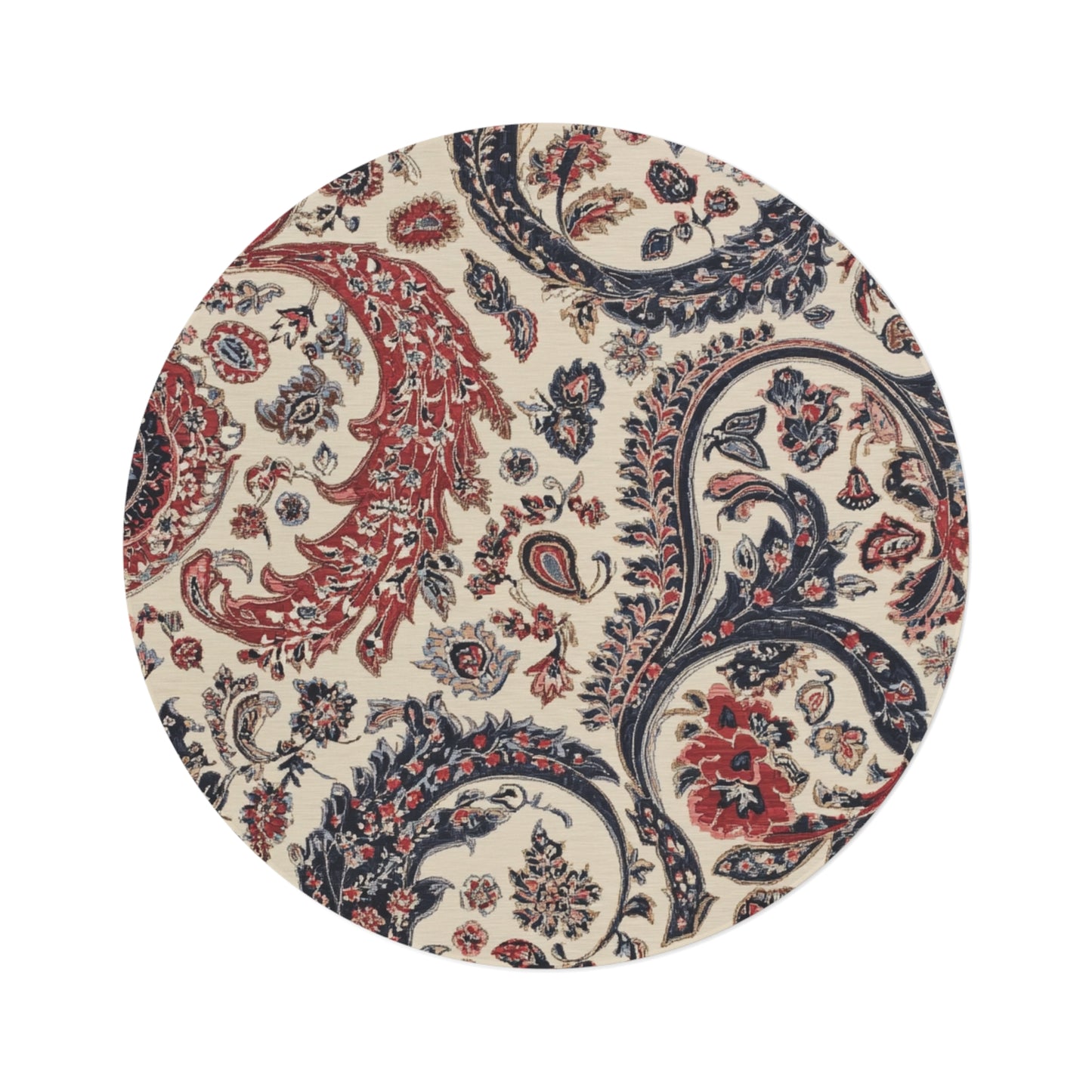 Retro Paisley Round Area Rug, Funky, Colorful Cool Unique Area Rugs, Unique 60" Round Rug, Custom Print Available