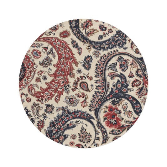 Retro Paisley Round Area Rug, Funky, Colorful Cool Unique Area Rugs, Unique 60" Round Rug, Custom Print Available