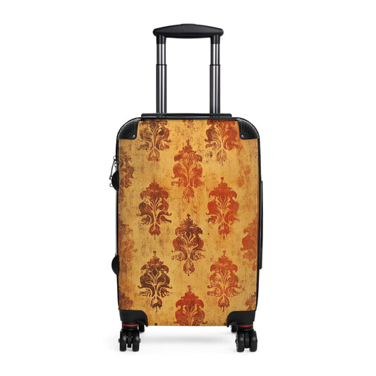 Gold Moroccan Suitcase, Bright and Colorful Designer Luggage for Airport, Rolling Weekender Travel Bag Gift for Flight Attendant