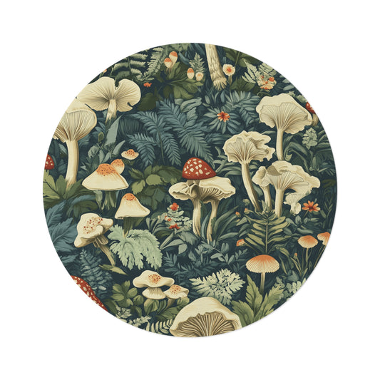 Mushroom Round Area Rug, Funky, Colorful & Unique Fairycore Area Rugs, Unique 60" Round Rug, Custom Print Available