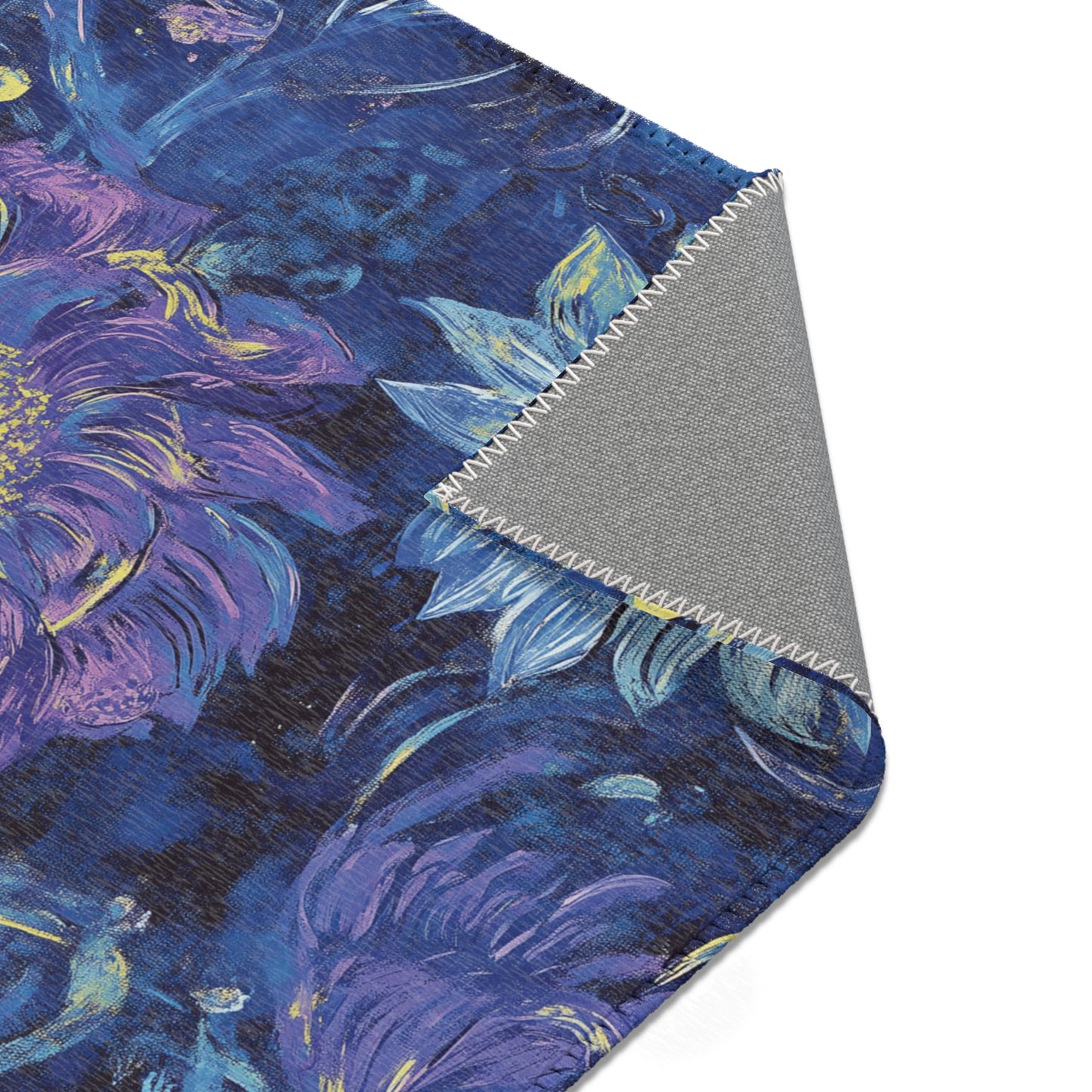 Modern Boho Floral Purple Area Rug, Funky, Colorful, & Unique Area Rugs, Custom Print Rug Bathmat, 3 Sizes - 24x36 in, 36x60 in and 48x72 in