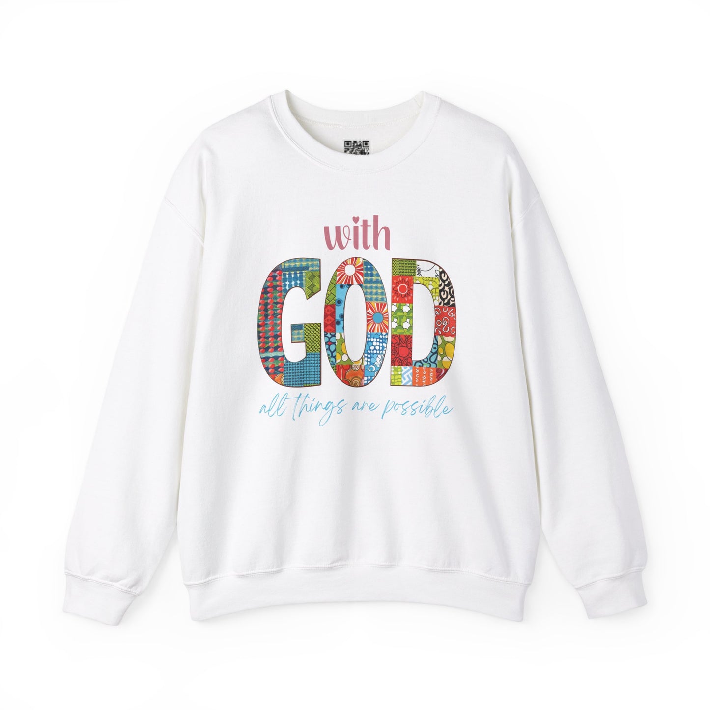 With God all Things are Possible Unisex Heavy Blend Crewneck Sweatshirt, Christian Merch, Christian Streetwear, Ministry Shirt, Faith Based Shirt, Jesus Apparel