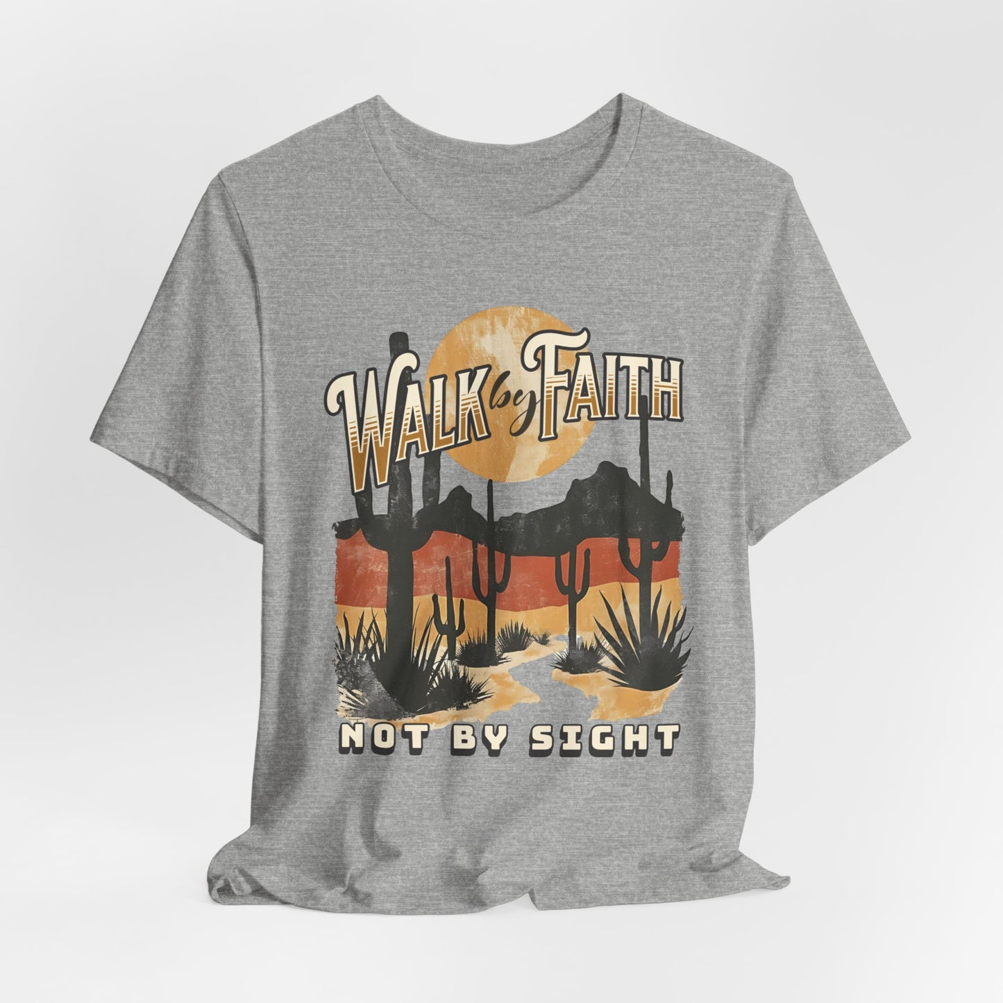 Walk by Faith T-Shirt - Unisex Jersey Short Sleeve Tee, Christian Merch, Christian Streetwear, Faith Based Shirt, Jesus Apparel
