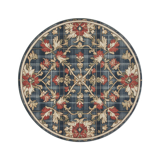 William Morris Inspired Round Area Rug, Traditional, Colorful Cool Unique Area Rugs, Unique 60" Round Rug, Custom Print Available