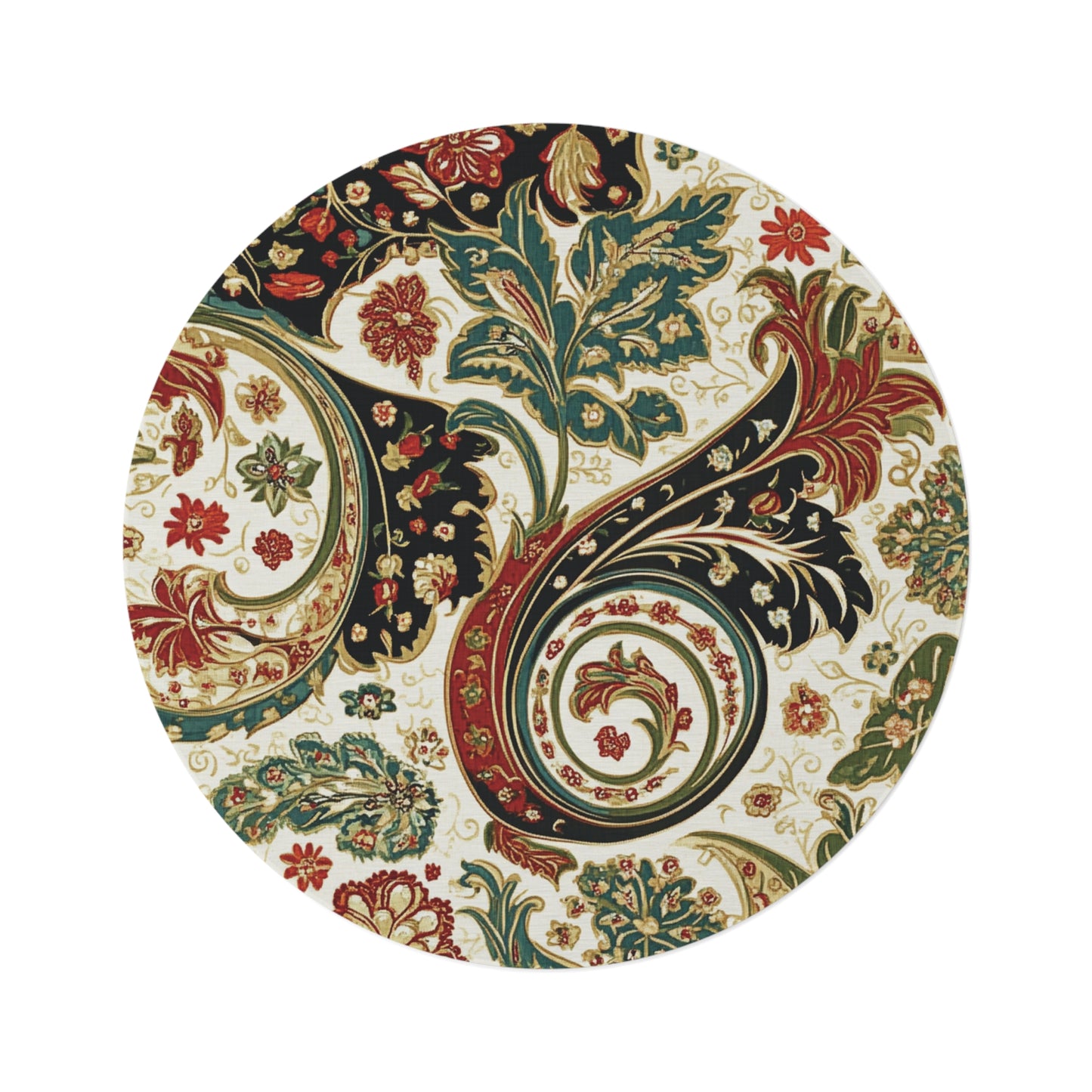 Retro Paisley Round Area Rug, Funky, Colorful Cool Unique Area Rugs, Unique 60" Round Rug, Custom Print Available