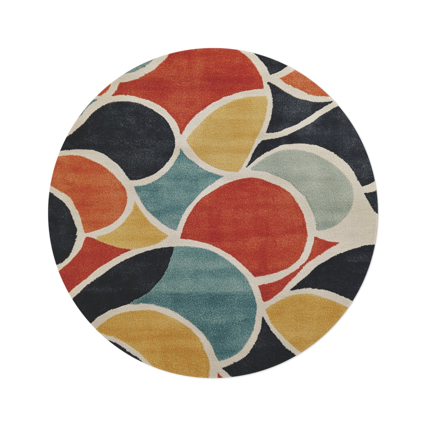 Retro Round Area Rug, Funky, Colorful Cool Unique Area Rugs, Unique 60" Round Rug, Custom Print Available