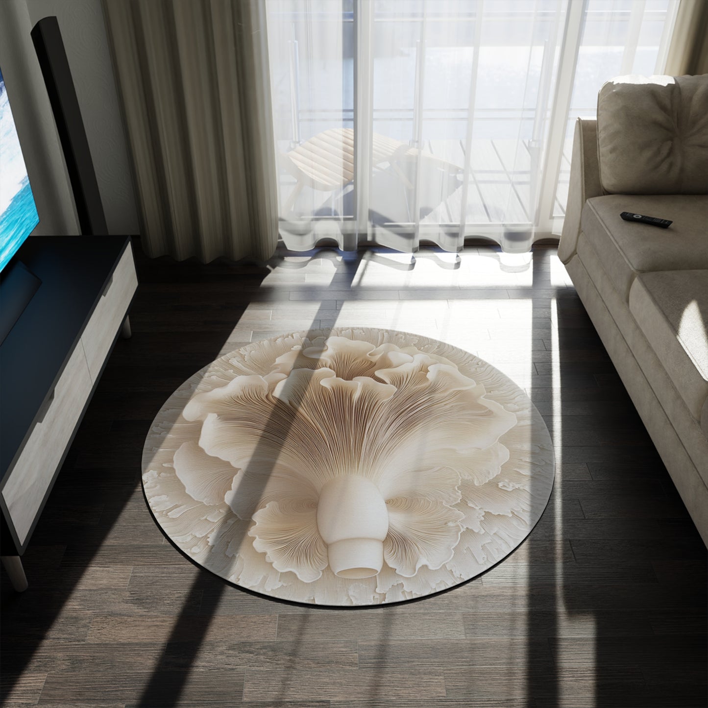 Round Mushroom Area Rug, Funky & Unique Fairycore Area Rugs, Unique 60" Round Rug, Custom Print Available