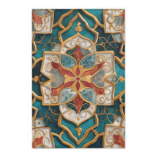 Moroccan Area Rug, Low Pile, Funky, Colorful, & Unique Area Rugs, Custom Print Rug or Bathmat, 3 Sizes - 24x36 in, 36x60 in and 48x72 in