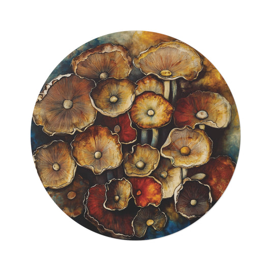 Round Mushroom Area Rug, Funky & Unique Fairycore Area Rugs, Unique 60" Round Rug, Custom Print Available
