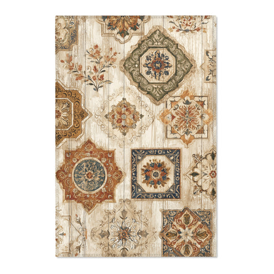 Moroccan Area Rug, Low Pile, Funky, Colorful, & Unique Area Rugs, Custom Print Rug or Bathmat, 3 Sizes - 24x36 in, 36x60 in and 48x72 in