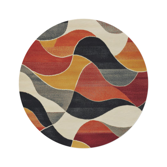 Retro Round Area Rug, Funky, Colorful Cool Unique Area Rugs, Unique 60" Round Rug, Custom Print Available
