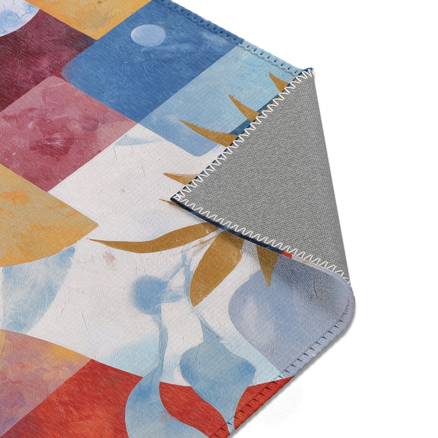 Modern Floral Boho Area Rug, Funky, Off White, & Unique Area Rugs, Custom Print Rug or Bathmat, 3 Sizes - 24x36 in, 36x60 in and 48x72 in