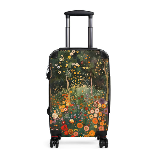 Gustav Klimt Inspired Suitcase, Bright and Colorful Floral Luggage for Airport, Rolling Weekender Travel Bag Gift for Flight Attendant