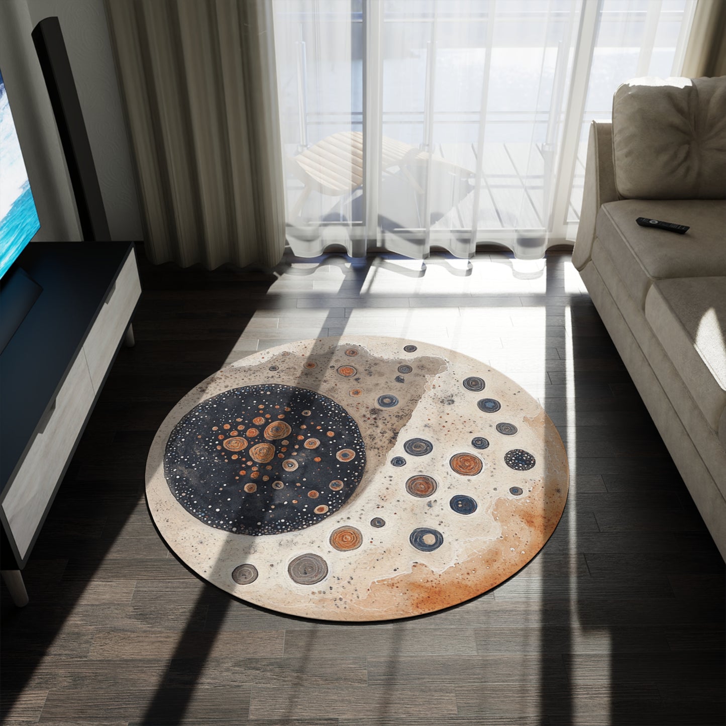 Round Mushroom Spore Area Rug, Funky & Unique Fairycore Area Rugs, Unique 60" Round Rug, Custom Print Available