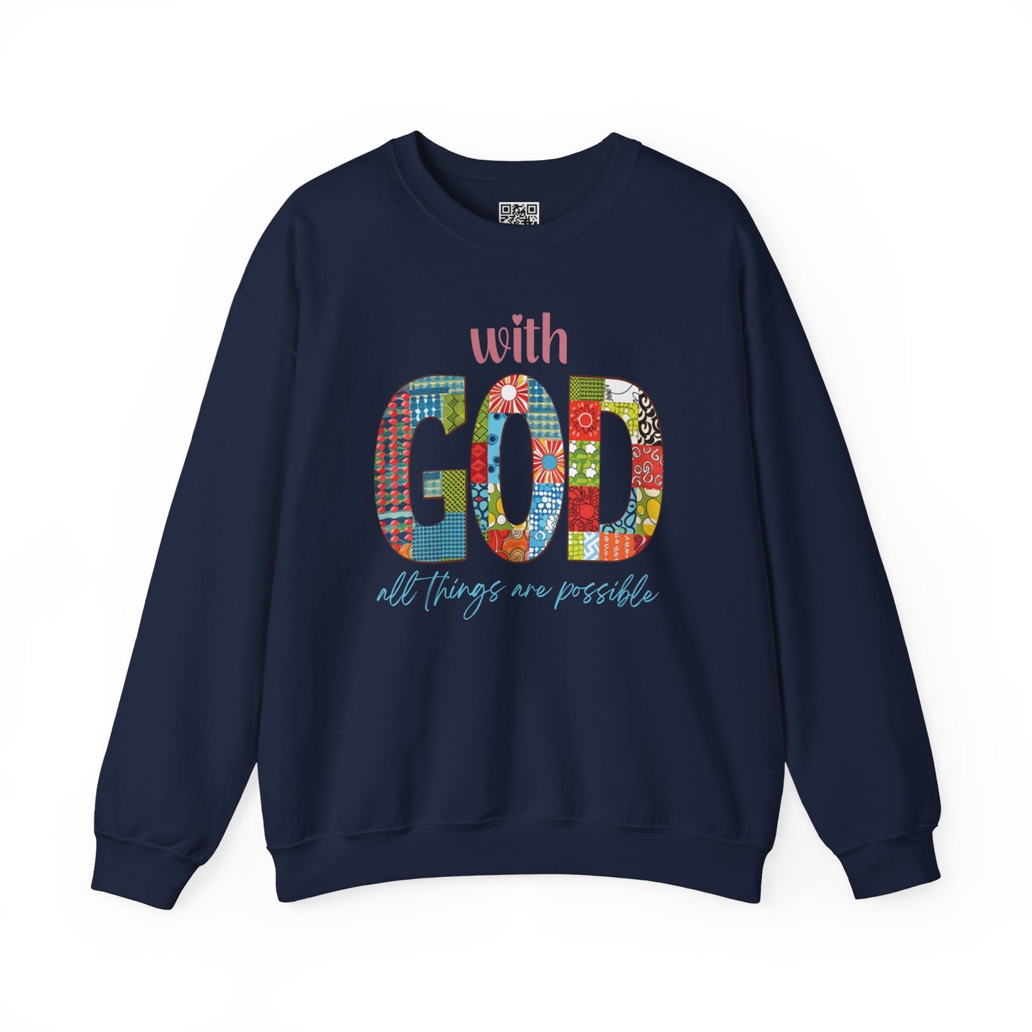 With God all Things are Possible Unisex Heavy Blend Crewneck Sweatshirt, Christian Merch, Christian Streetwear, Ministry Shirt, Faith Based Shirt, Jesus Apparel