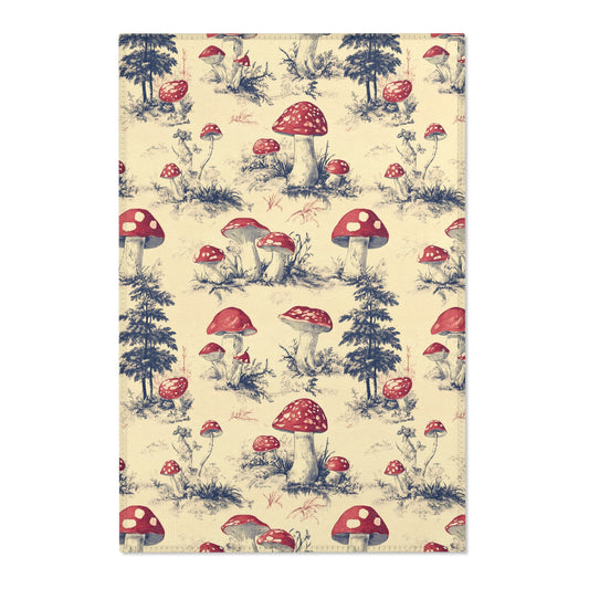 Mushroom Area Rug, Funky, Colorful & Unique Fairycore Area Rugs, Custom Print Rug or Bathmat, 3 Sizes - 24x36 in, 36x60 in and 48x72 in
