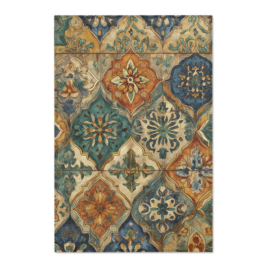 Moroccan Area Rug, Low Pile, Funky, Colorful, & Unique Area Rugs, Custom Print Rug or Bathmat, 3 Sizes - 24x36 in, 36x60 in and 48x72 in