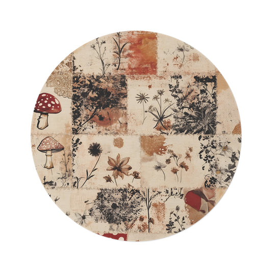 Round Mushroom Area Rug, Funky, Colorful & Unique Fairycore Area Rugs, Unique 60" Round Rug, Custom Print Available