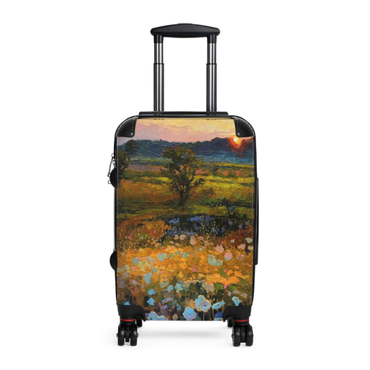 Gustav Klimt Inspired Suitcase, Bright and Colorful Floral Luggage for Airport, Rolling Weekender Travel Bag Gift for Flight Attendant