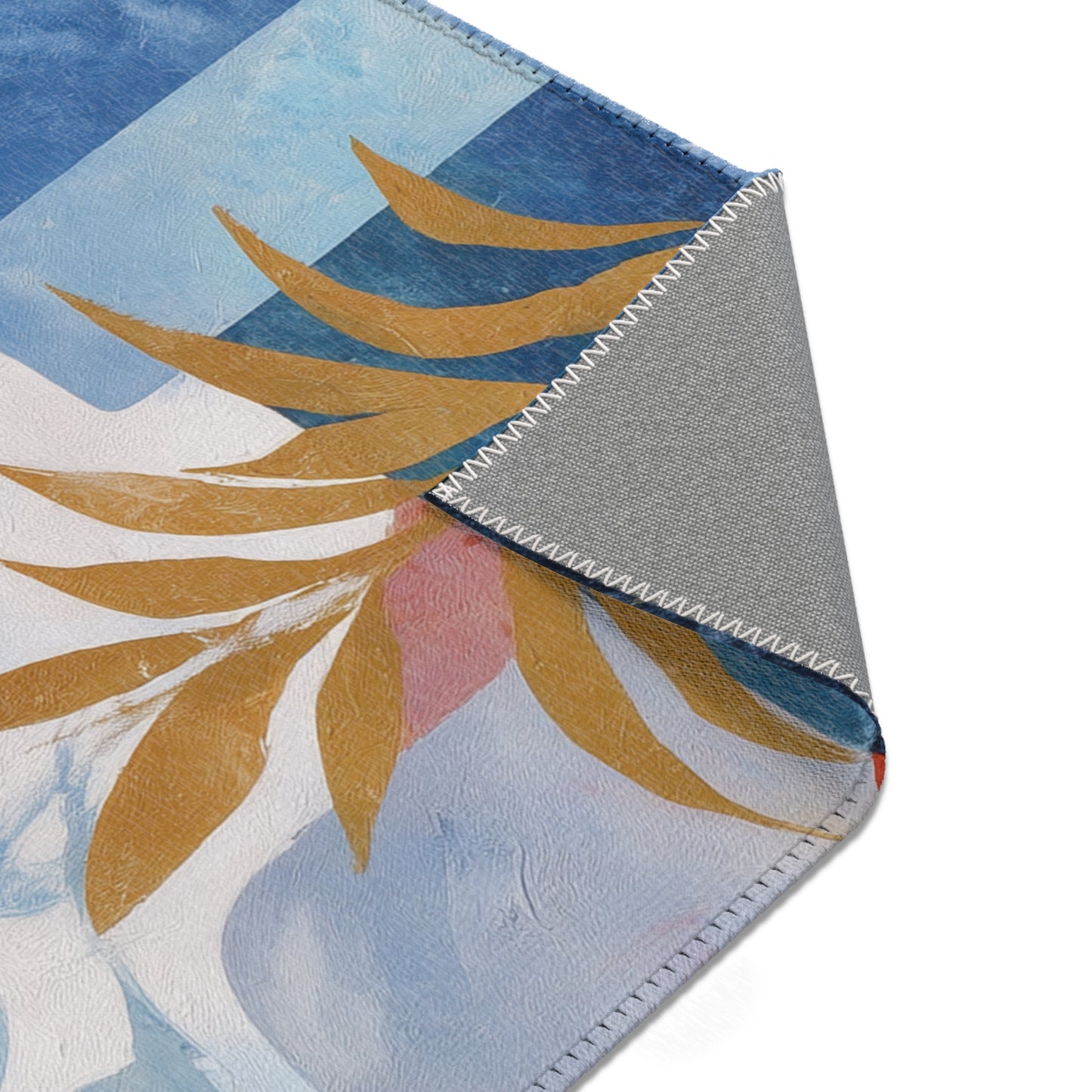 Modern Floral Boho Area Rug, Funky, Off White, & Unique Area Rugs, Custom Print Rug or Bathmat, 3 Sizes - 24x36 in, 36x60 in and 48x72 in