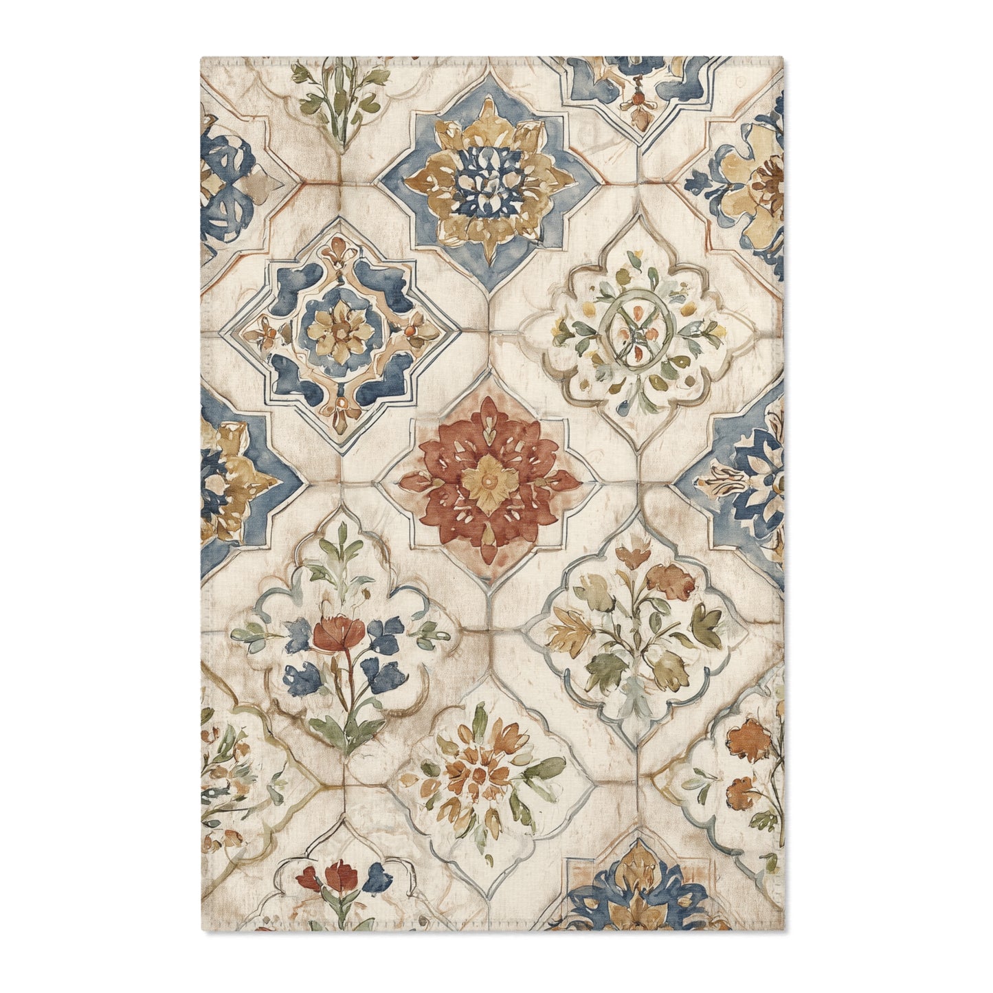 Moroccan Area Rug, Low Pile, Funky, Off White, & Unique Area Rugs, Custom Print Rug or Bathmat, 2 Sizes - 24x36 in and 48x72 in