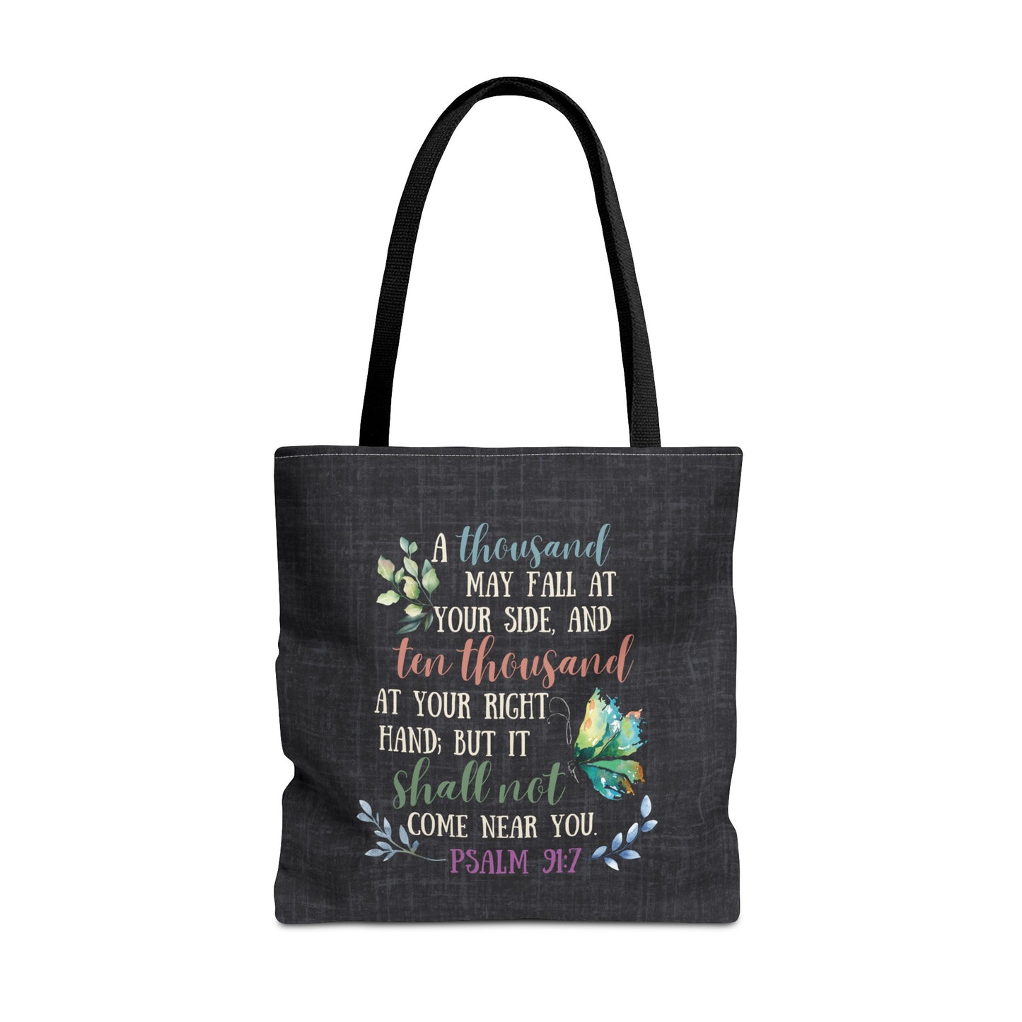 Psalm 91:7 Tote Bag, Christian Merch, Gifts of the Holy Spirit, Travel Bag, Bible Bag, , Book Bag, Getaway Bag, Secret Santa Gift, Gift for Church People