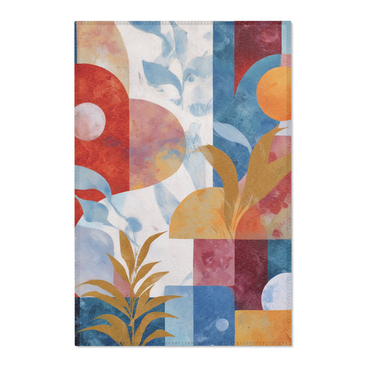 Modern Floral Boho Area Rug, Funky, Off White, & Unique Area Rugs, Custom Print Rug or Bathmat, 3 Sizes - 24x36 in, 36x60 in and 48x72 in