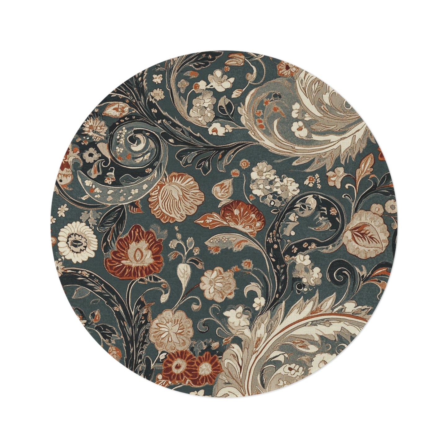 Retro Paisley Round Area Rug, Funky, Colorful Cool Unique Area Rugs, Unique 60" Round Rug, Custom Print Available