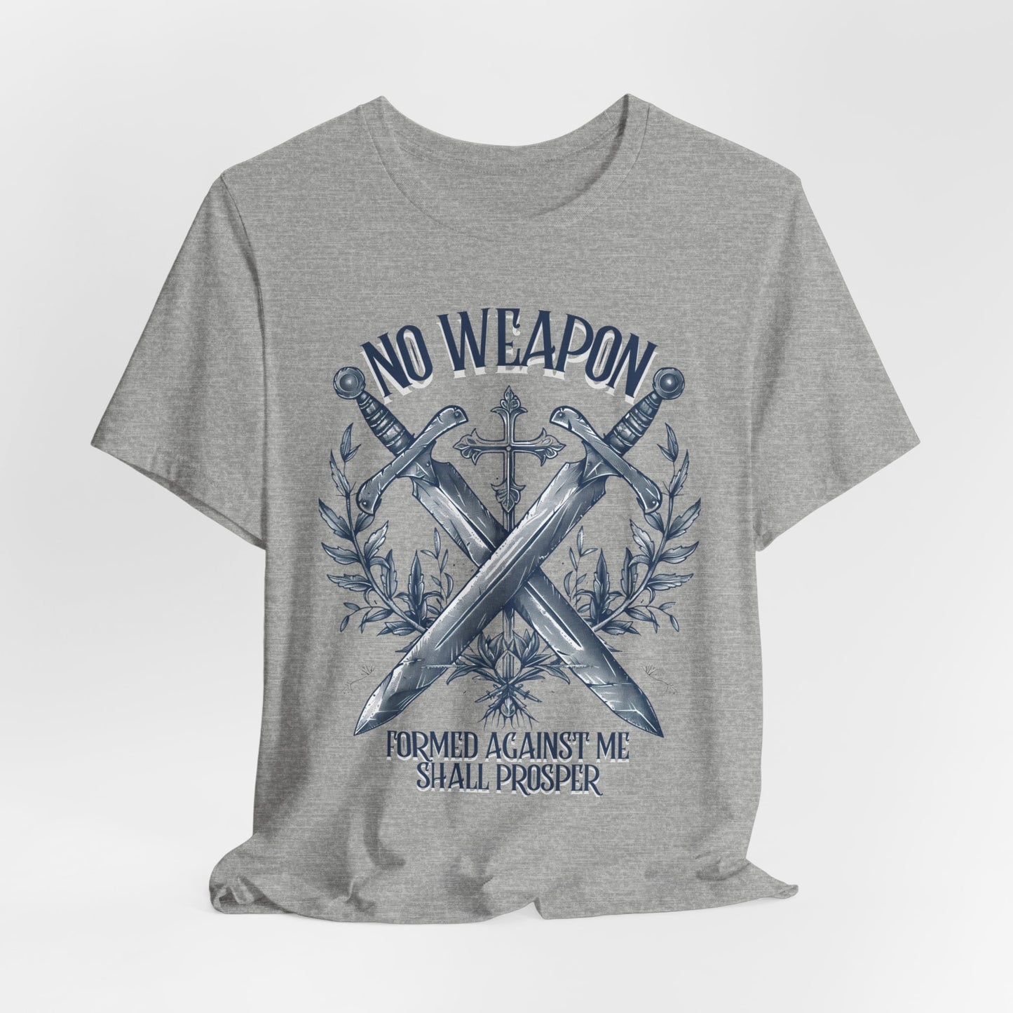 No Weapon Formed Against Me T-shirt - Unisex Jersey Short Sleeve Tee, Christian Merch, Christian Streetwear, Faith Based Shirt, Christian Apparel, Christian Shirts