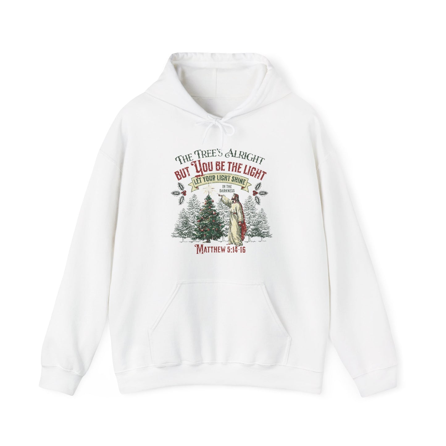Be the Light Christmas Unisex Heavy Blend™ Hooded Sweatshirt, Christian Merch, Christian Streetwear, Ministry Shirt, Faith Based Shirt, Praise Hoodie