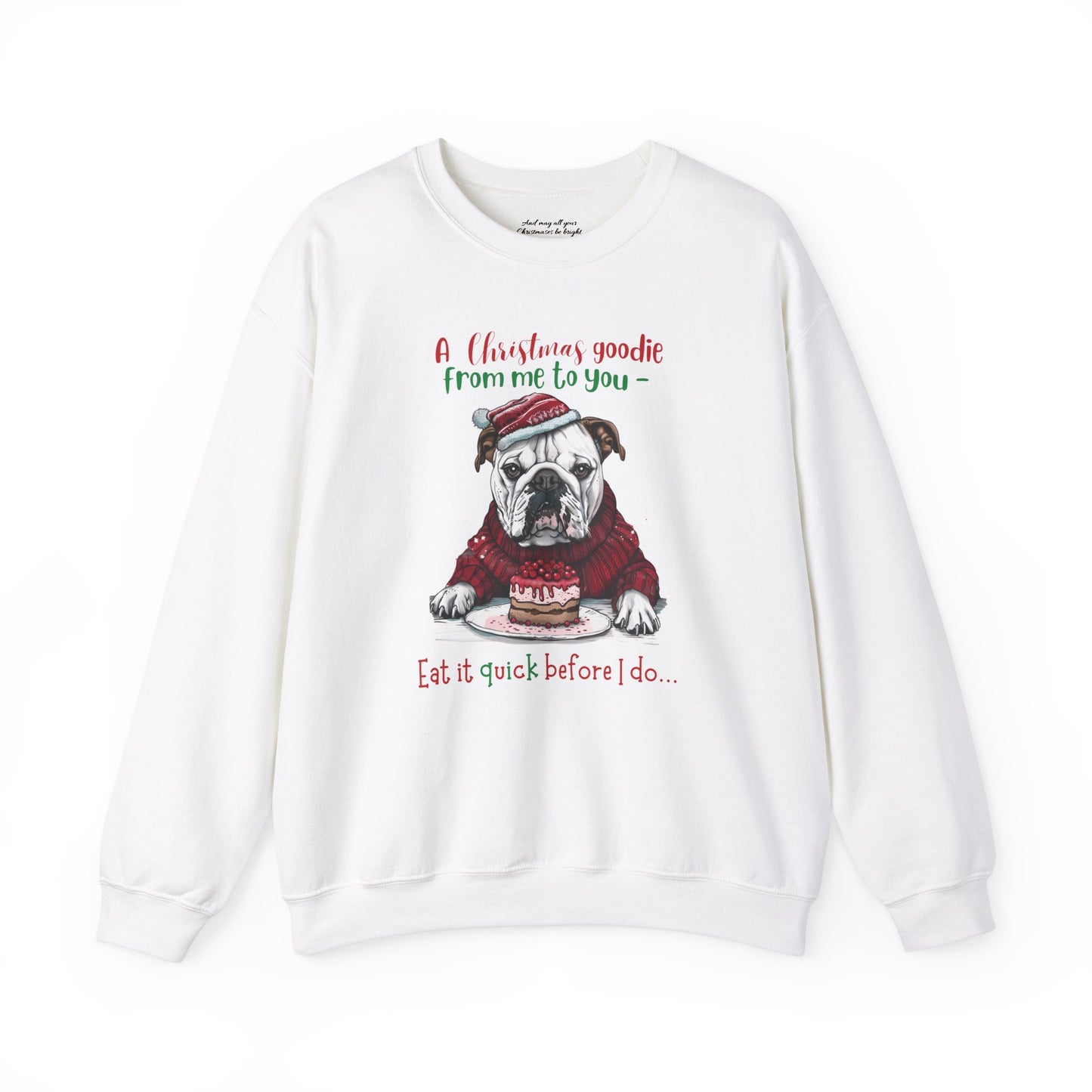 Cute Bulldog Christmas Sweatshirt, Unisex Heavy Blend™ Crewneck, Dog People or Veterinarian Gift, Dog Christmas Shirt, Cute Gift From Dog