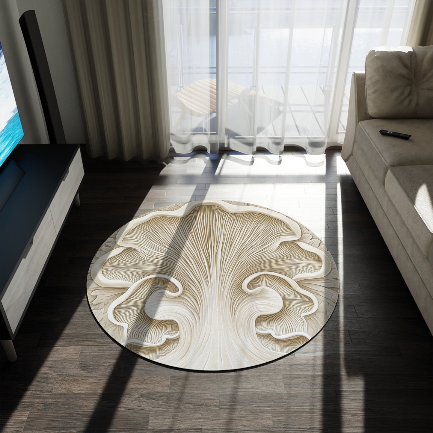 Round Mushroom Area Rug, Funky & Unique Fairycore Area Rugs, Unique 60" Round Rug, Custom Print Available