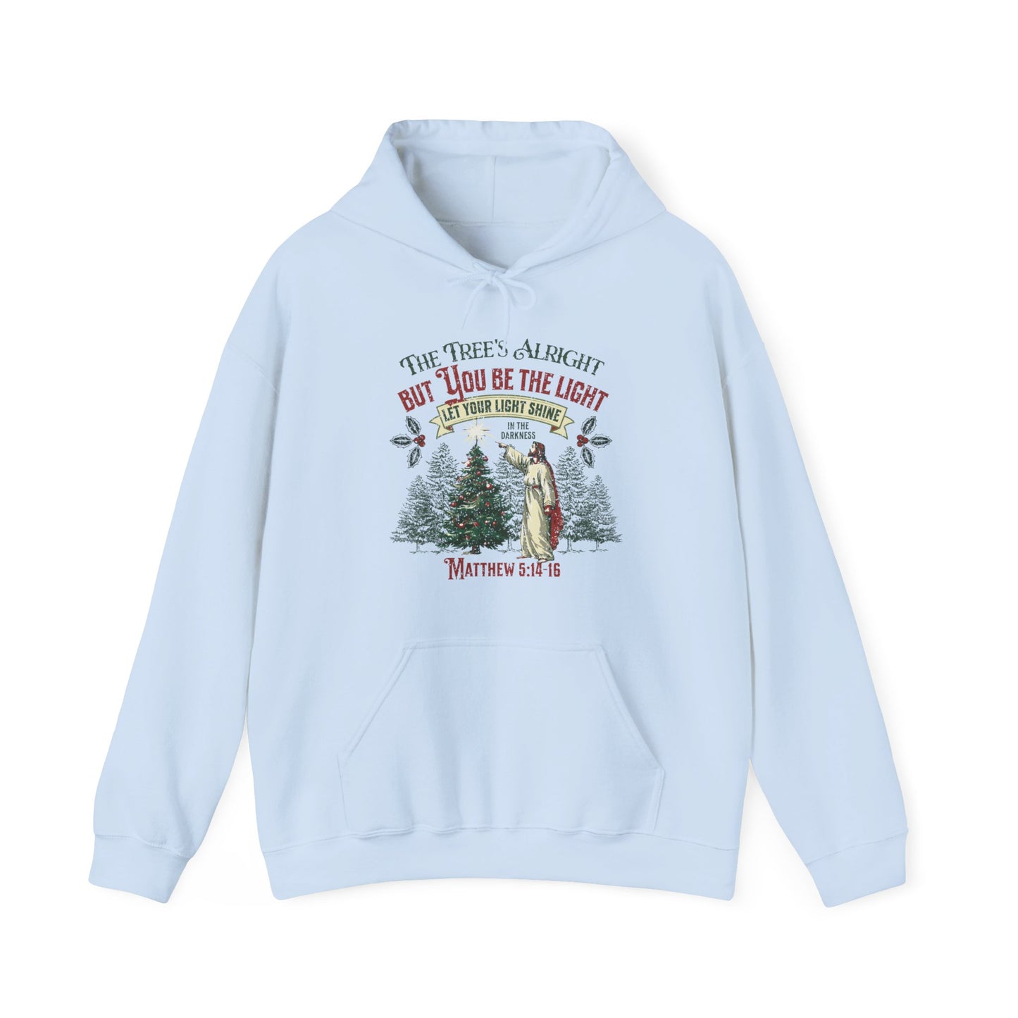Be the Light Christmas Unisex Heavy Blend™ Hooded Sweatshirt, Christian Merch, Christian Streetwear, Ministry Shirt, Faith Based Shirt, Praise Hoodie