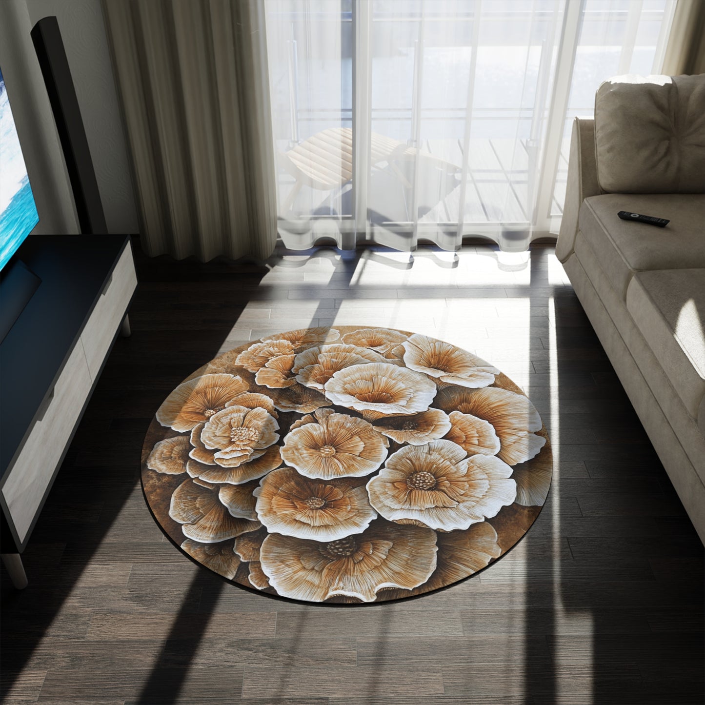 Round Mushroom Area Rug, Funky & Unique Fairycore Area Rugs, Unique 60" Round Rug, Custom Print Available