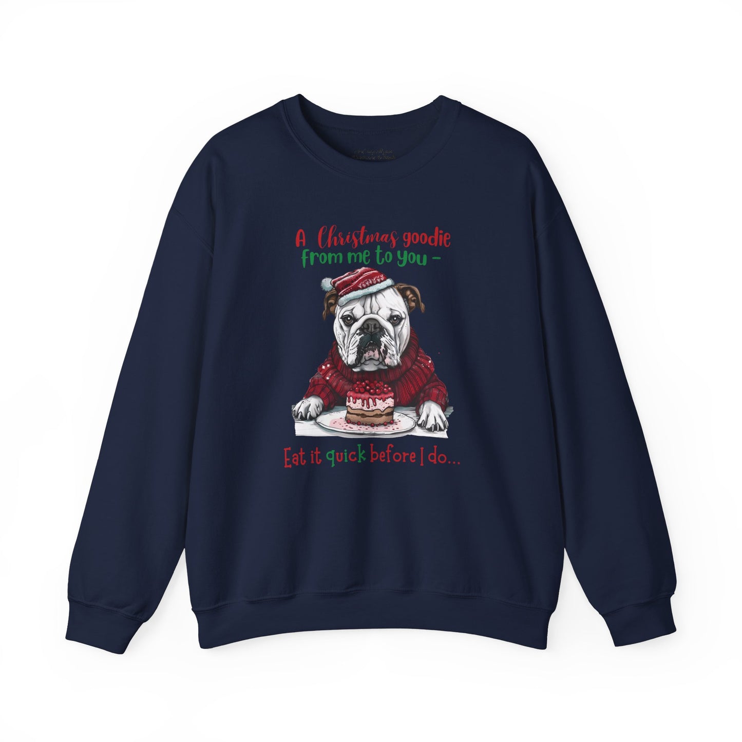 Cute Bulldog Christmas Sweatshirt, Unisex Heavy Blend™ Crewneck, Dog People or Veterinarian Gift, Dog Christmas Shirt, Cute Gift From Dog
