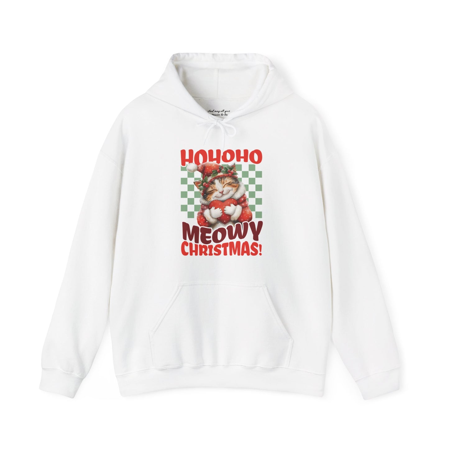 Meowy Christmas Cat Hoodie, Unisex Heavy Blend, Cat Themed Gifts, Funny Cat Shirt, Calico Cat Sweater, Cat Mom Sweatshirt