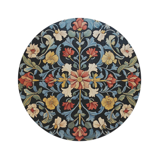 William Morris Inspired Round Area Rug, Traditional, Colorful Cool Unique Area Rugs, Unique 60" Round Rug, Custom Print Available