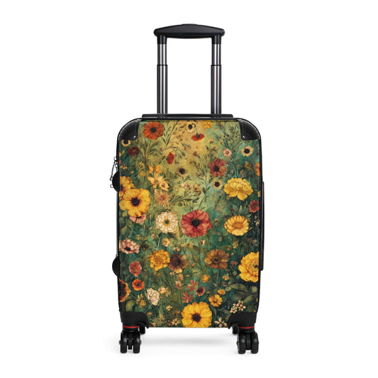 Gustav Klimt Inspired Suitcase, Bright and Colorful Floral Luggage for Airport, Rolling Weekender Travel Bag Gift for Flight Attendant