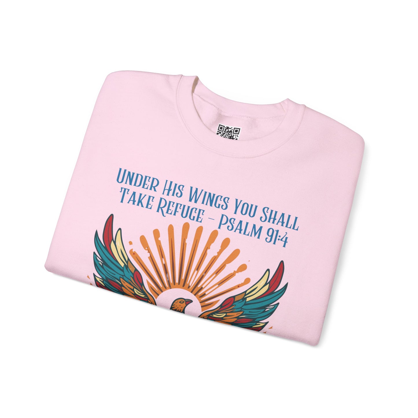 Under His Wings You Shall Take Refuge Unisex Heavy Blend Crewneck Sweatshirt, Christian Merch, Christian Streetwear, Ministry Shirt, Faith Based Shirt, Jesus Apparel