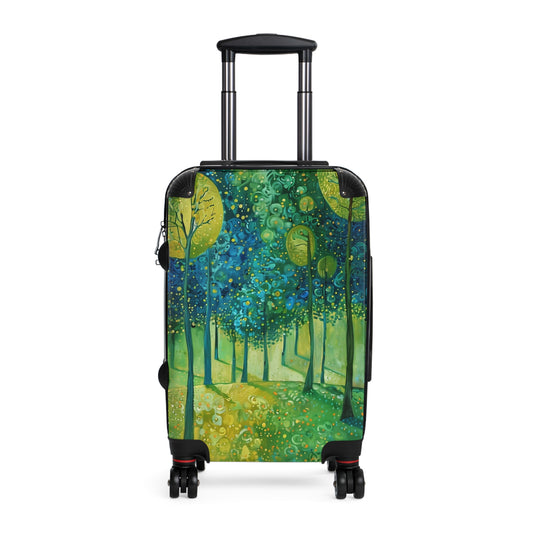 Gustav Klimt Inspired Suitcase, Bright and Colorful Floral Luggage for Airport, Rolling Weekender Travel Bag Gift for Flight Attendant