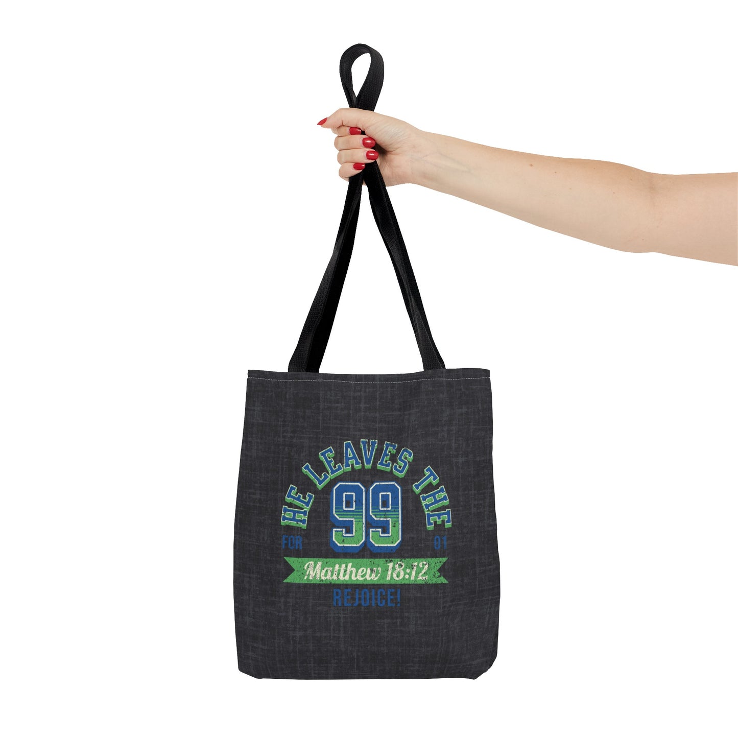 He Leaves the 99 Tote Bag, Christian Merch, Gifts of the Holy Spirit, Travel Bag, Bible Bag, Book Bag, Getaway Bag, Secret Santa Gift, Gift for Church People